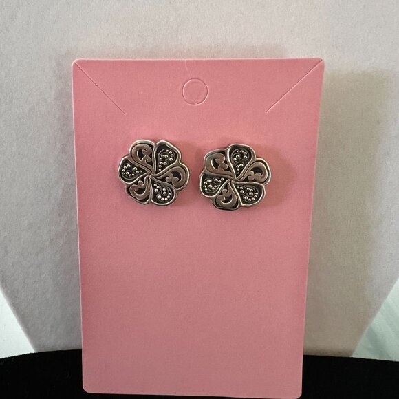 Lois Hill Sterling Silver Stud Post Earrings Oxidized Flower Paisley Vintage 925 - Picture 3 of 10